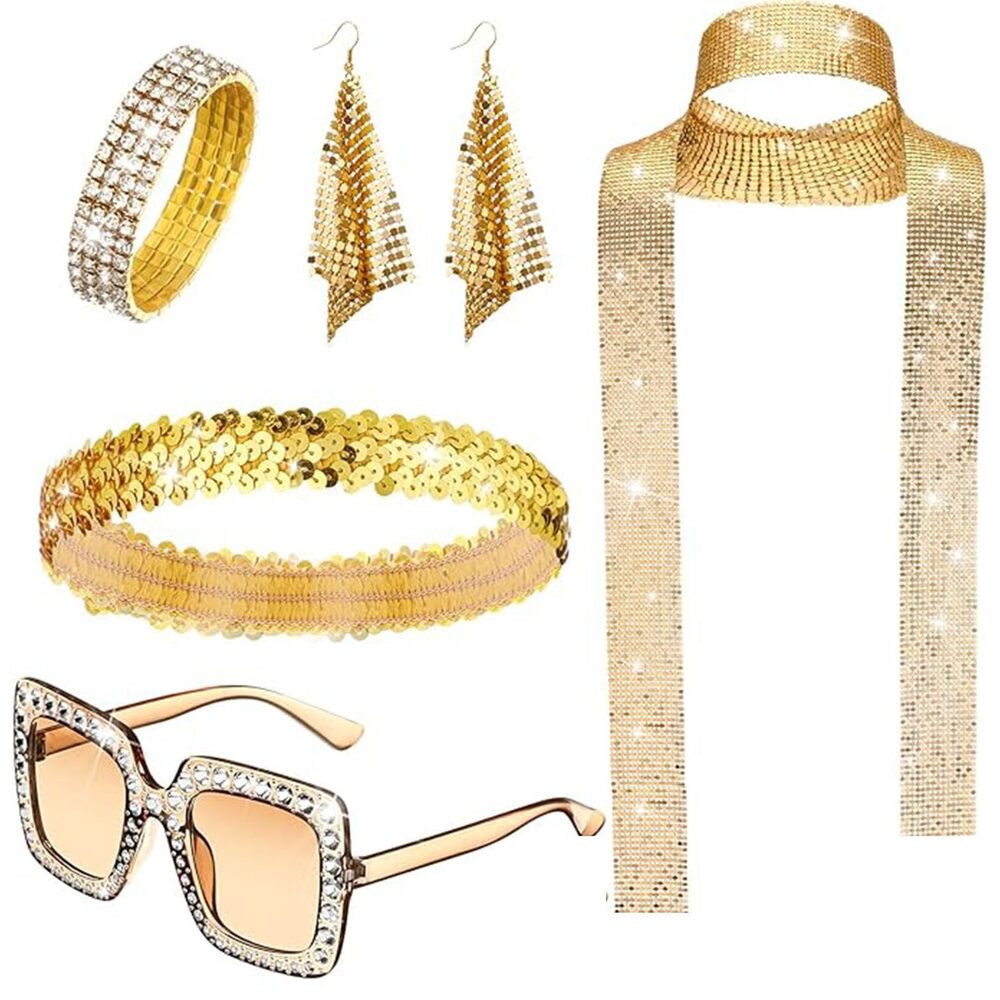 8253 6pcs 70s Disco Accessoriess Dance Party Cosplay Costume